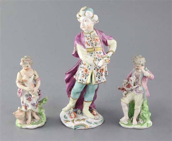 Three Derby figures, c.1770-5, 12.5cm